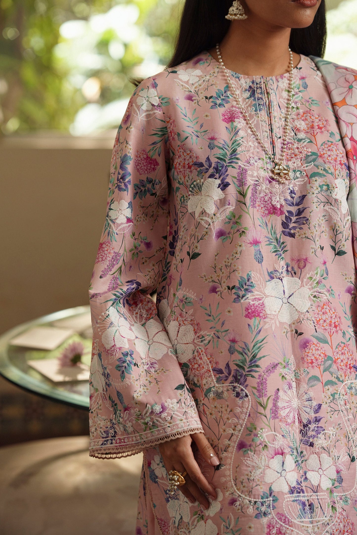 Cotton Lawn Digital Print Cotton Thread Embroidery