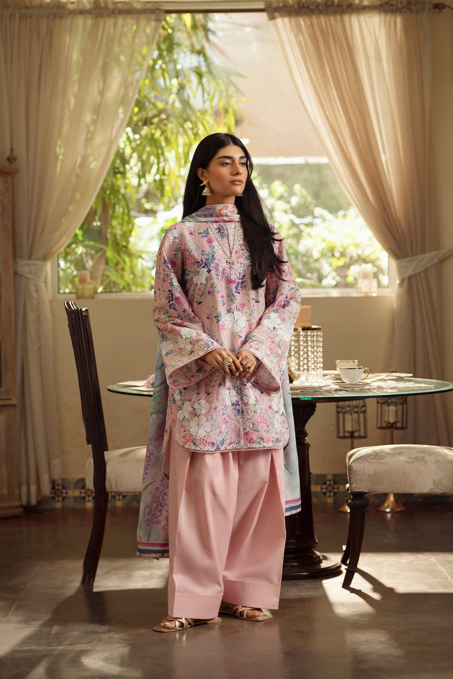 Cotton Lawn Digital Print Cotton Thread Embroidery