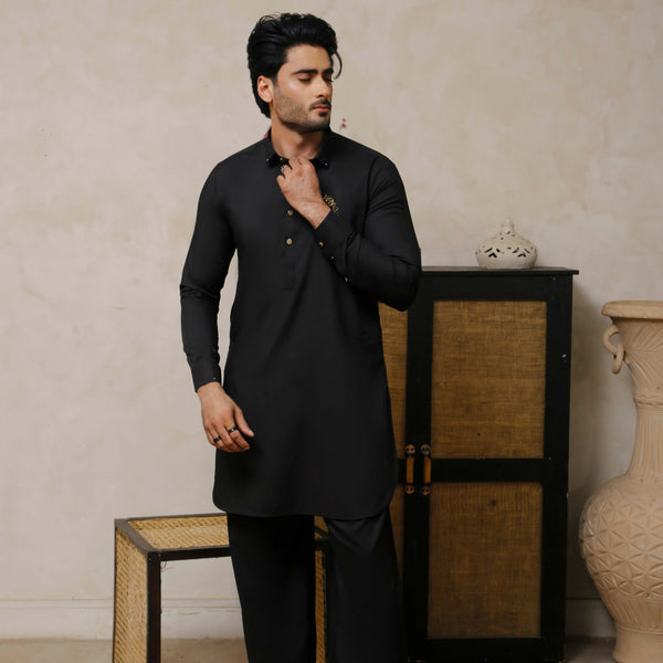 ER 798 Jet Black Executive Kameez Farshi Trouser