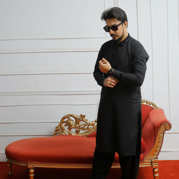 ER 808 Shining Black Executive Shalwar Kameez