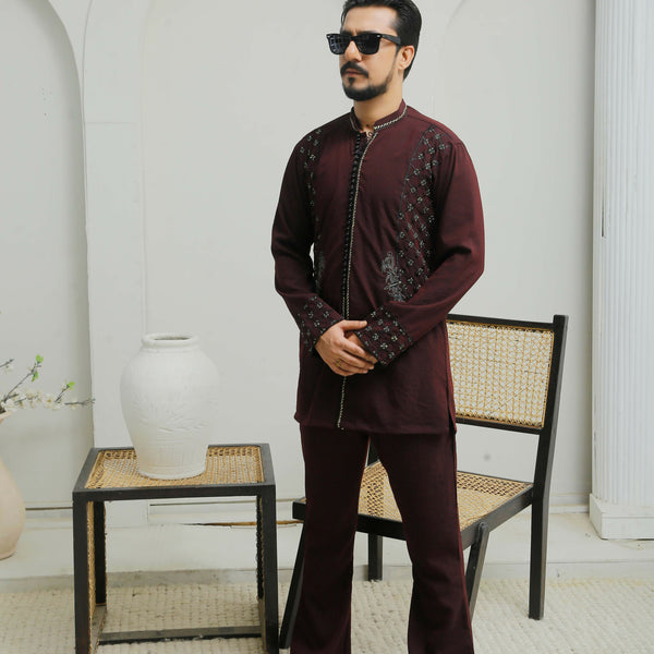 ER 501 Dark Maroon Kurta Bell Bottom Trouser