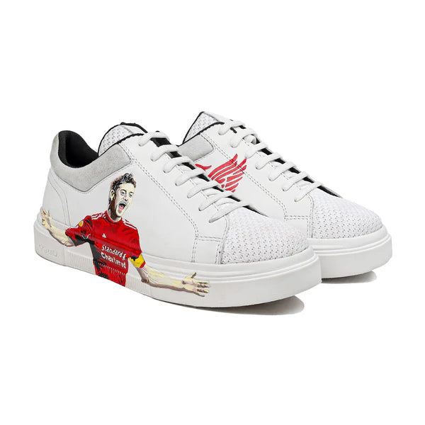 Elitekick Men's White Hand Painted Sneakers