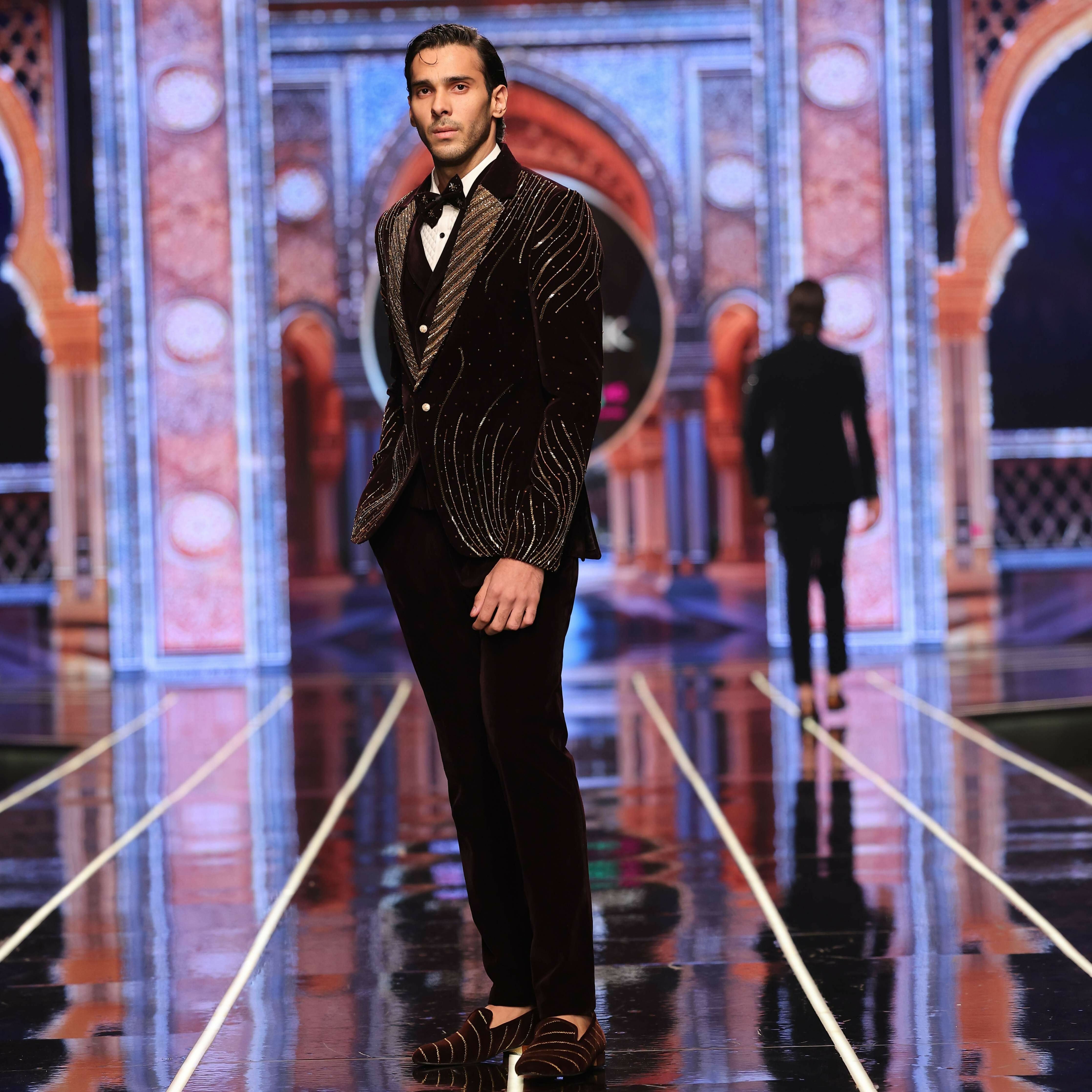 Brown Tuxedo With Hand Work