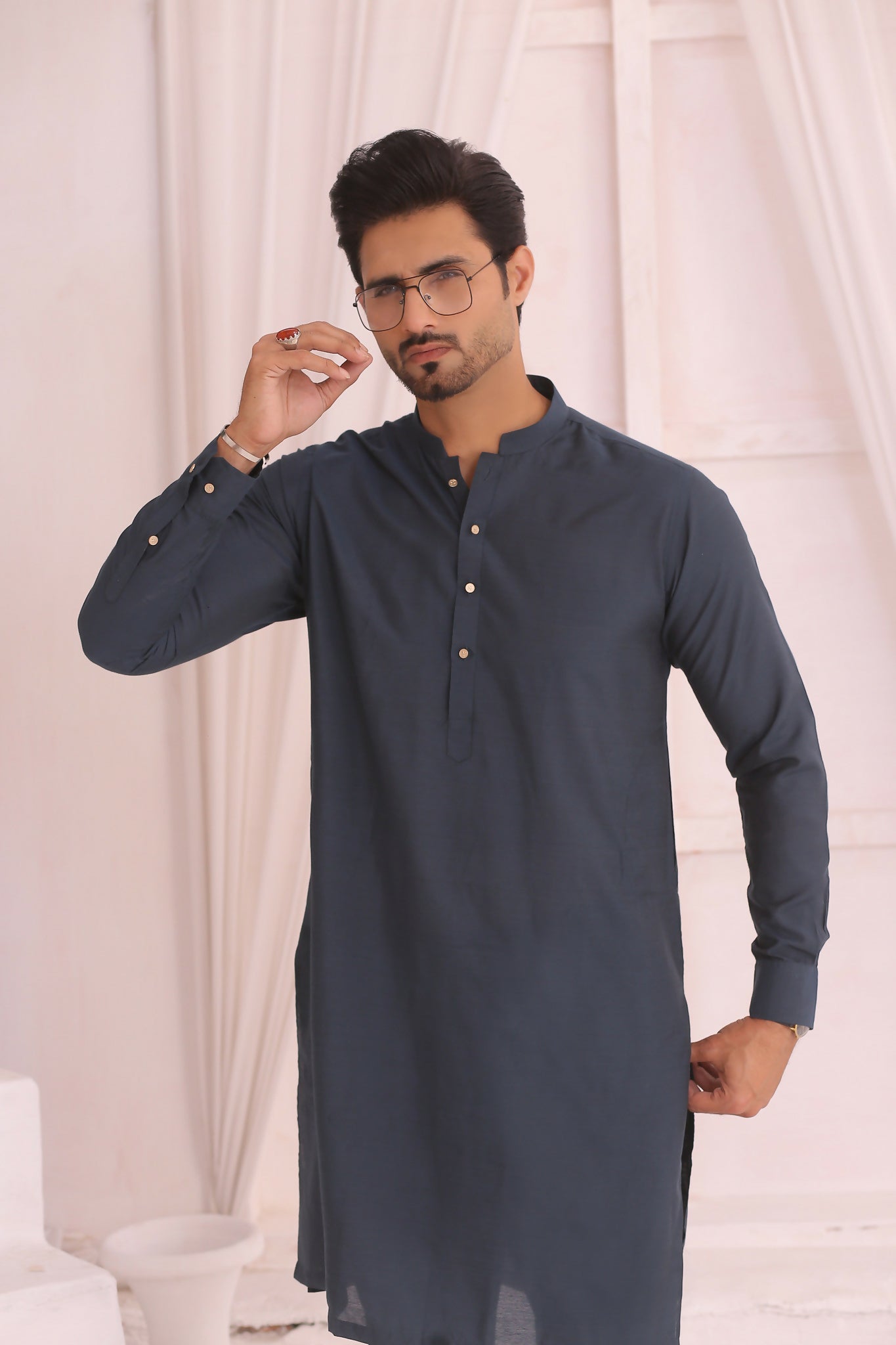 ER 705 Blue Kurta Pajama Mens Wear