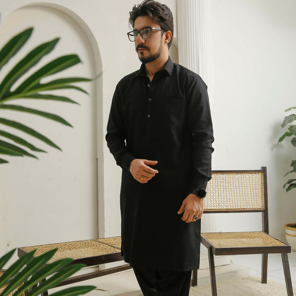 Jet Black Executive Shalwar Kameez