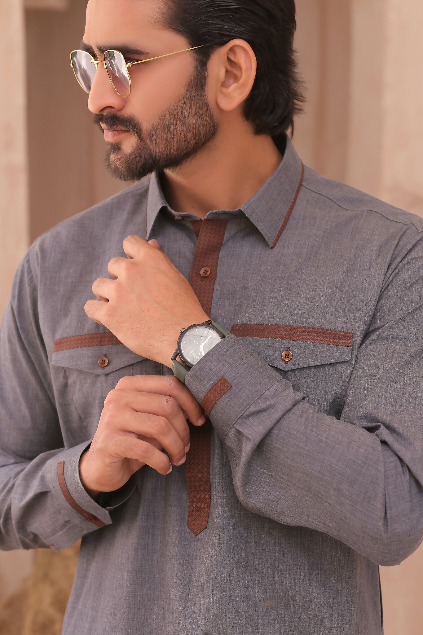 ER FS 10 Father And Son Grey Kurta Pajama