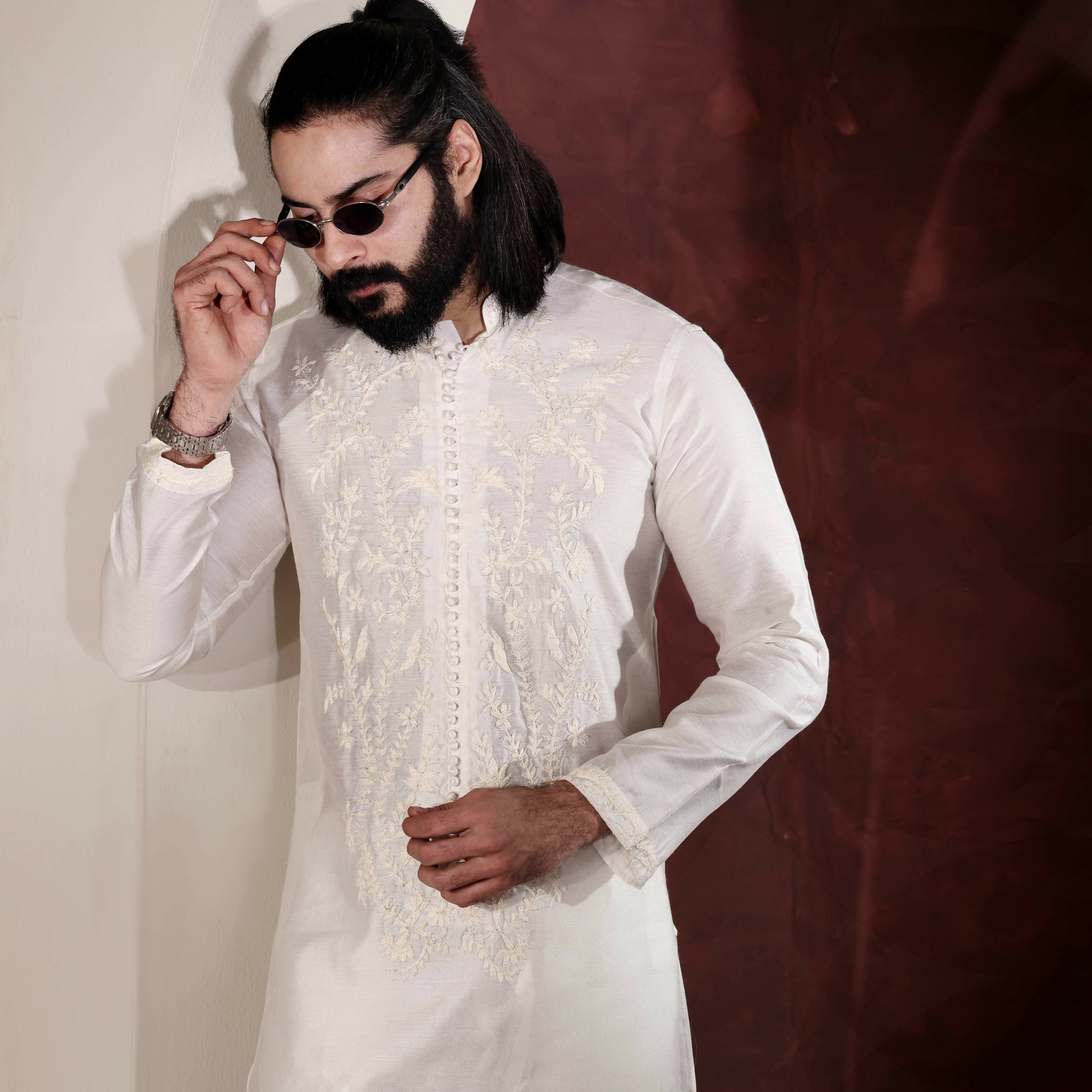 CK 761 White Chikankari Kurta