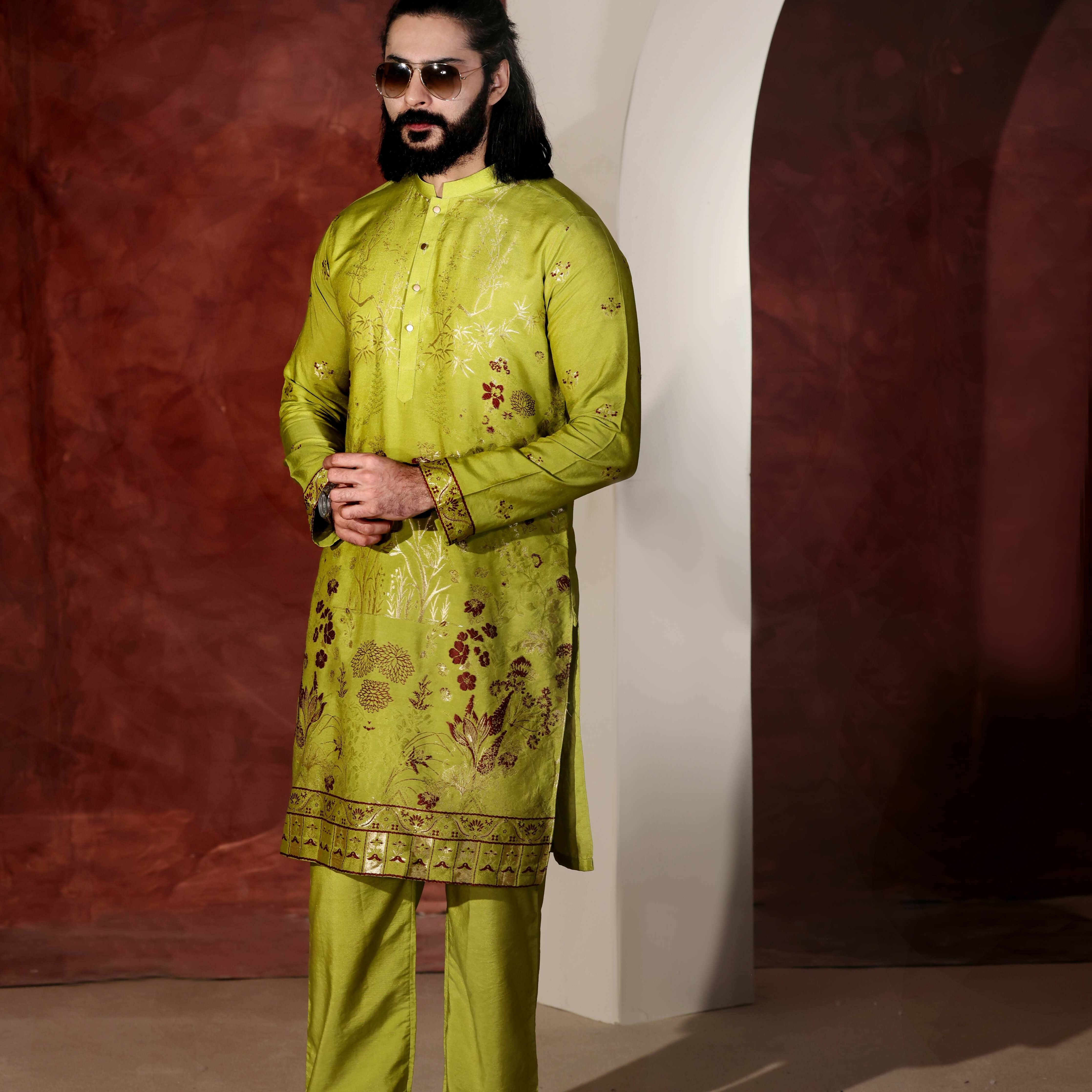 CK 765 Olive Green Chikankari Kurta