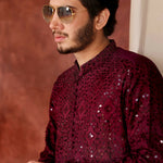 CK 772 Burgundy Chikankari Kurta