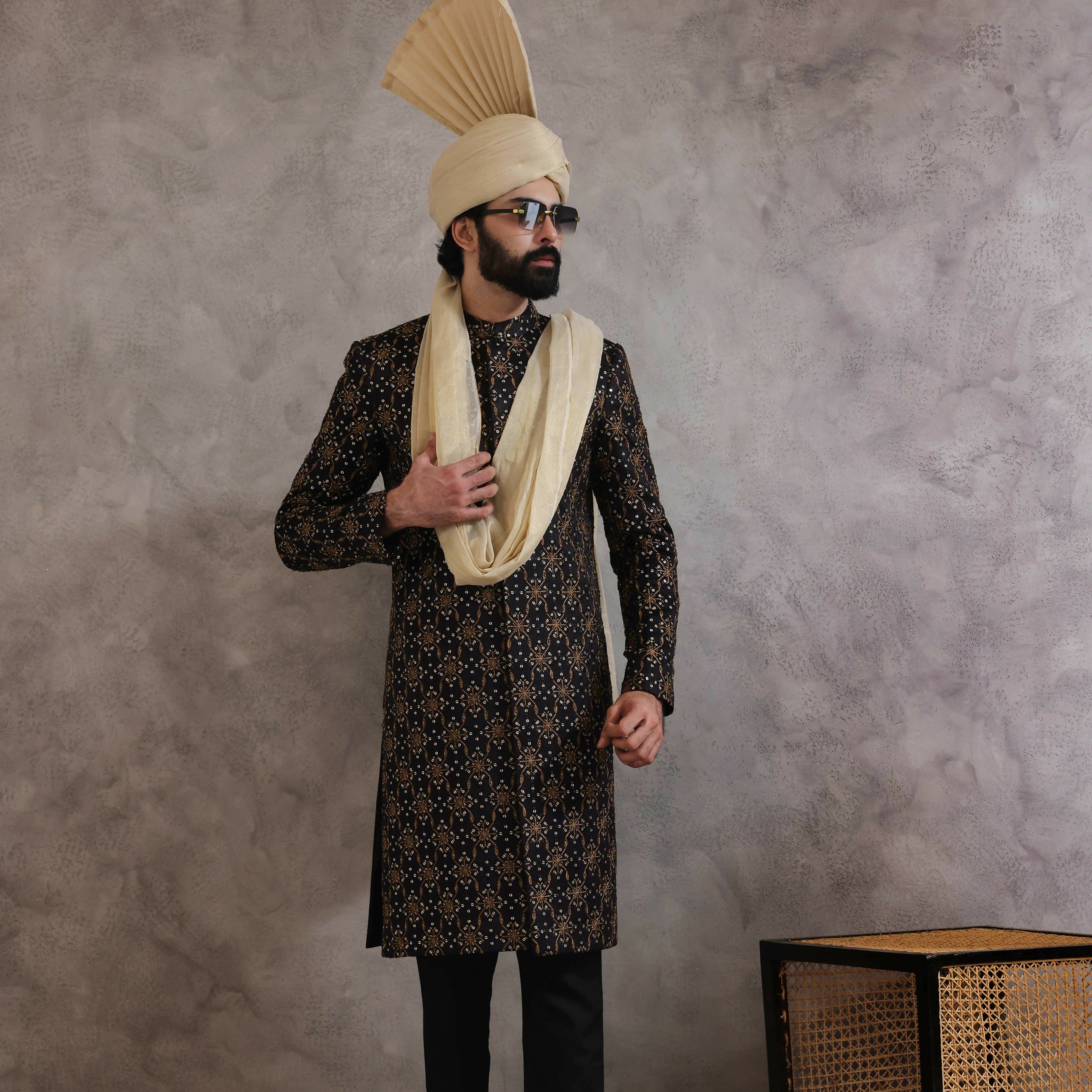 ER SH 115 Black Sherwani