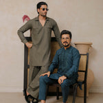 ER 801 Olive Green Kurta With Farshi Pajama
