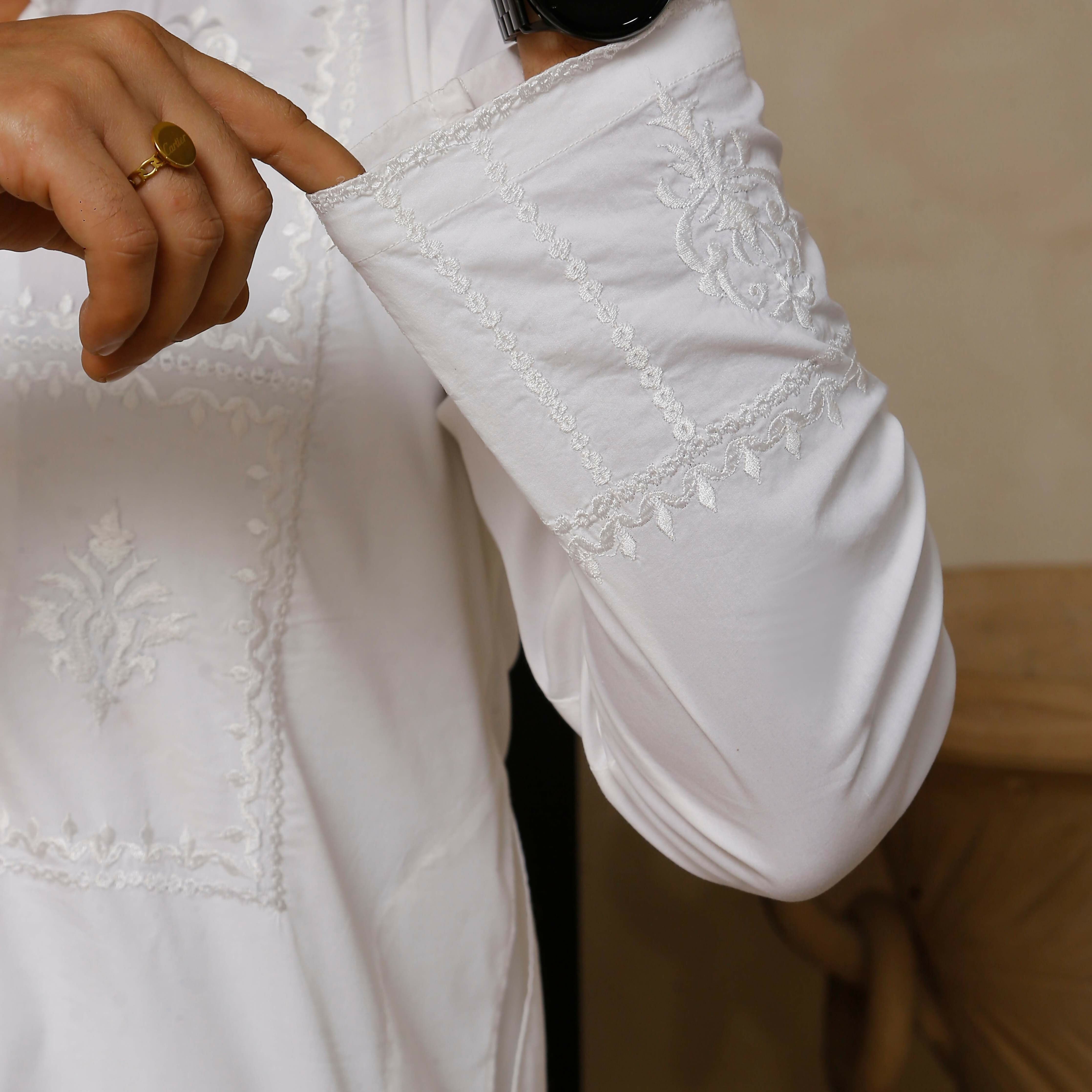 ER 806 Shining White Executive Kameez Farshi Shalwar