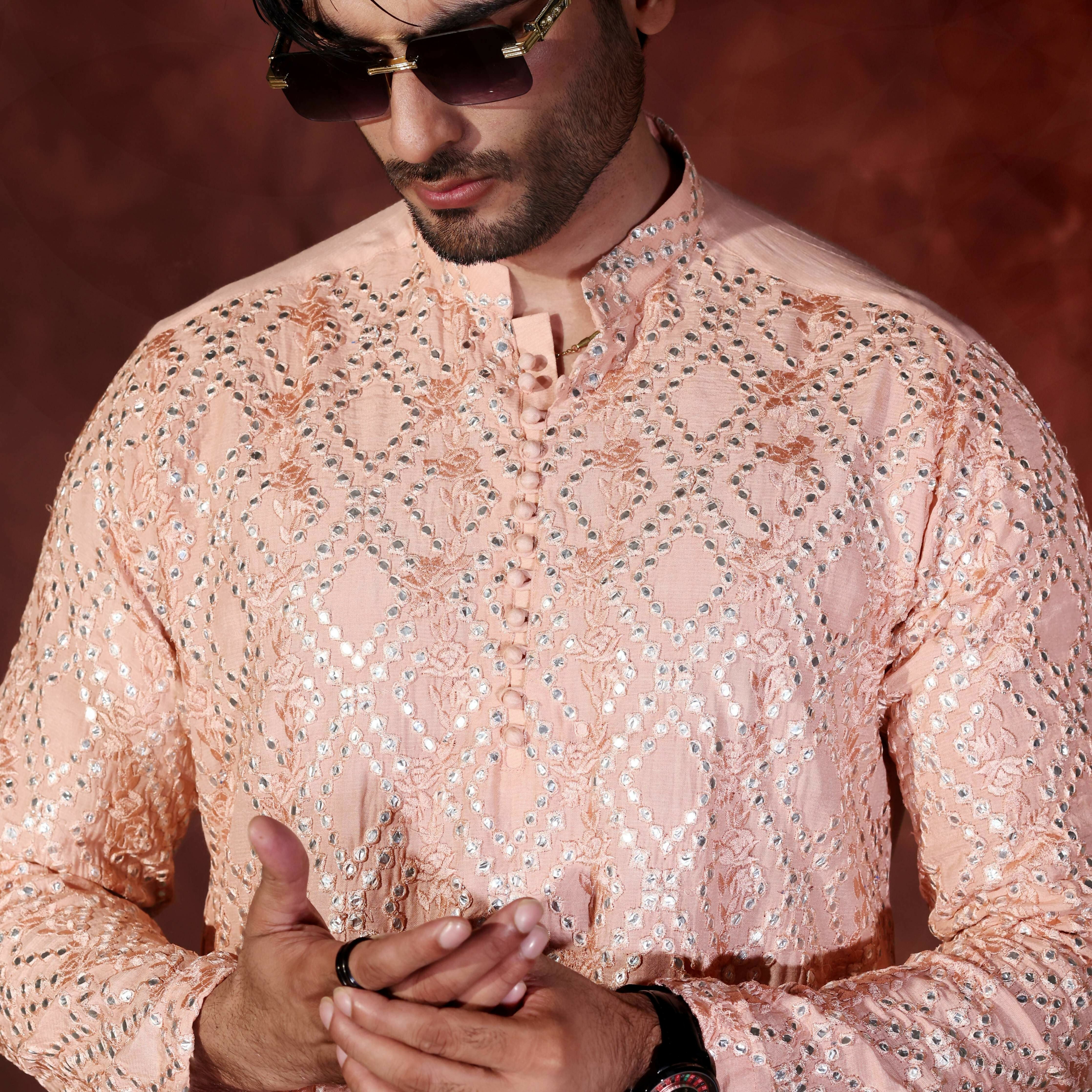 CK 770 Peach Chikankari Kurta