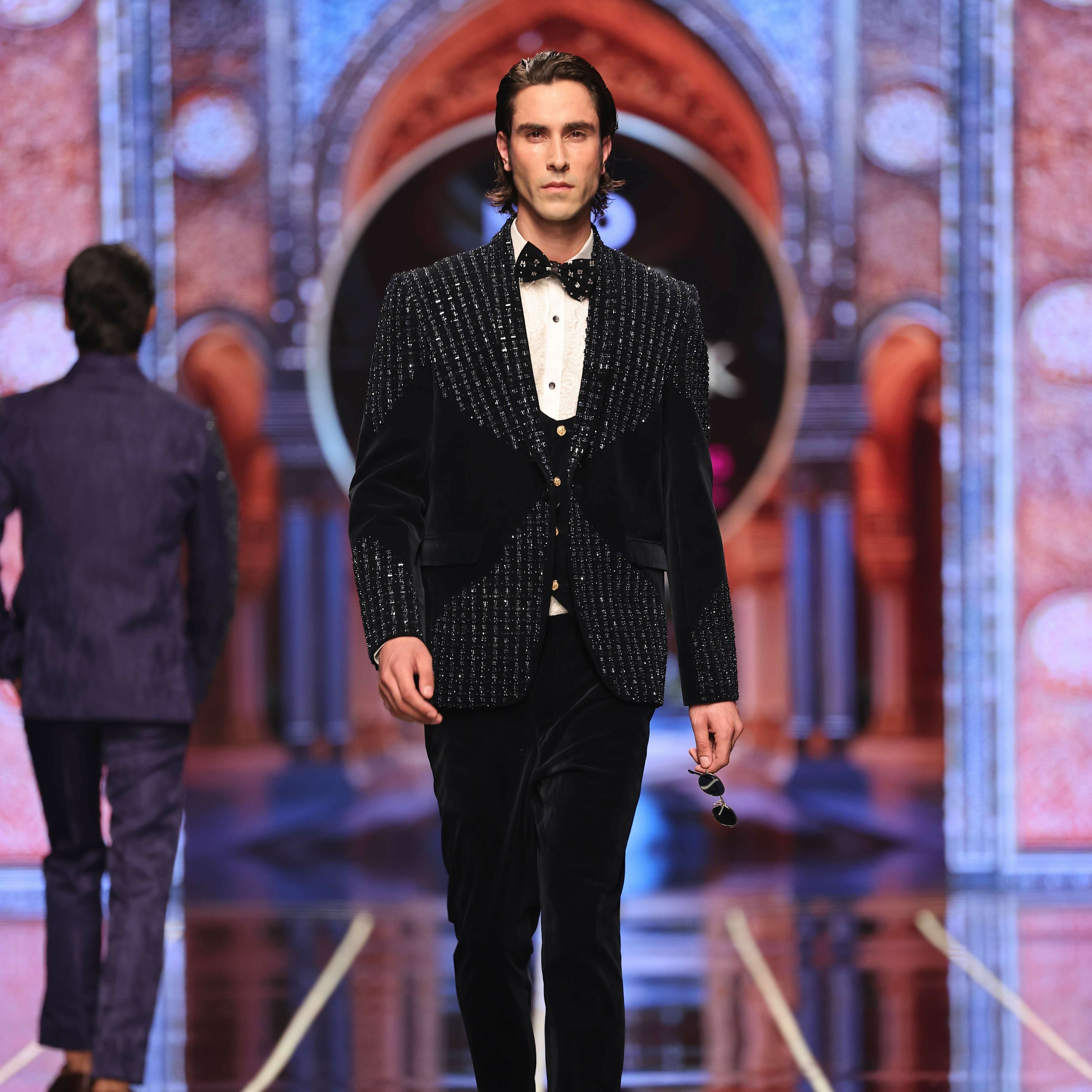 Black Velvet 3 Pieces Hand Work Suit